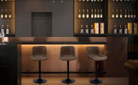 Taburete de Bar, Taburete Giratorio con Respaldo, sillas de Bar Modernas Ajustables, Taburete Alto sin Brazos de Piel sintética para Isla de Cocina, Color Marrón - details 5