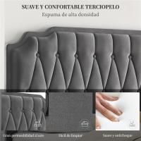 Marco de cama de 140 x 200 cm con cabecero tapizado ajustable en altura, soporte de láminas de madera y patas metálicas gris oscuro - details 3