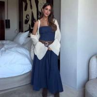 Vestido de moda con hombros descubiertos para mujer, Vestidos largos ajustados sin mangas con espalda descubierta de mezclilla para mujer, Vestidos de primavera y verano 2025 para mujer - details 9