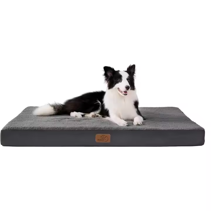 Bedsure Cama Ortopédica para Perro Pequeño - Colchón Lavable para Perro M, Desenfundable con Espuma de Espuma de Huevos, 76x51x7.6 cm, Gris - 1