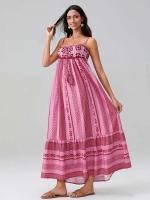 Vestido wy sin mangas de verano para mujer, vestidos de fiesta bohemios con estampado geométrico de ganchillo y borlas A-e para vacaciones, ropa de calle de playa - details 2