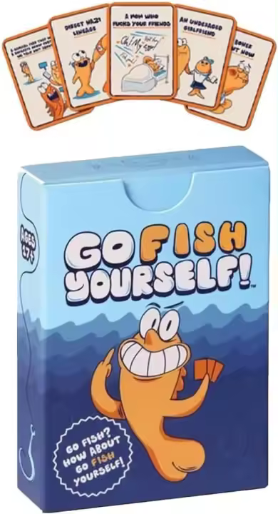 Go F k Yourself, juego de cartas Go Fish Yourself, juegos de cartas hilarantes, juegos educativos y familiares divertidos interactivos clásicos (3 piezas) - 1