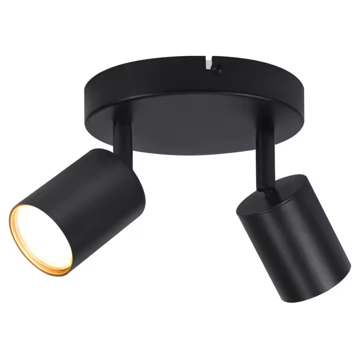 CBJKTX Foco de techo LED 2 luces negro GU10 330 °   Lámpara de techo moderna redonda ajustable - 1