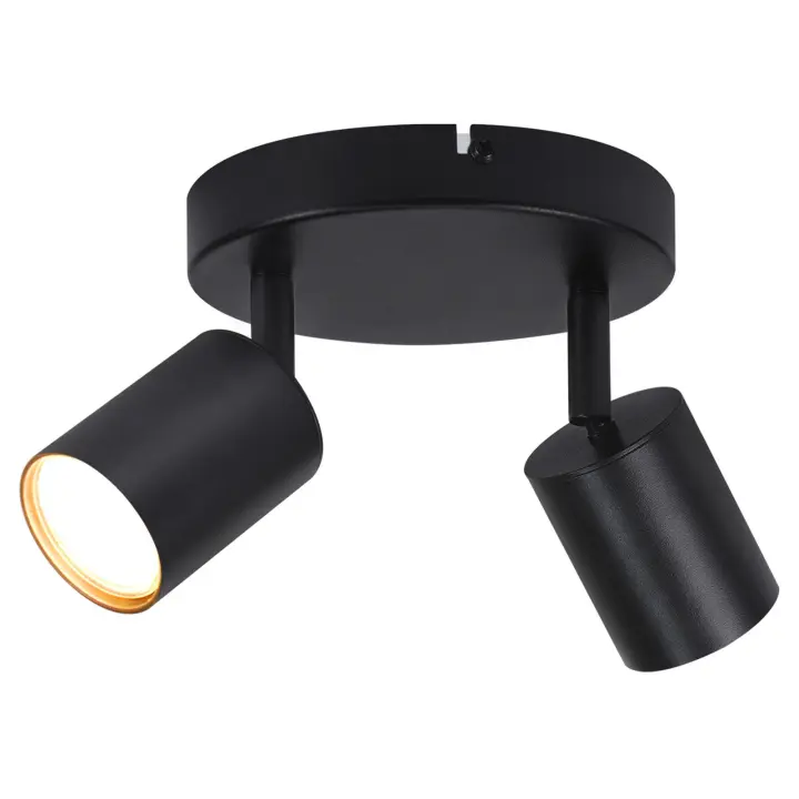 CBJKTX Foco de techo LED 2 luces negro GU10 330 °   Lámpara de techo moderna redonda ajustable - 1