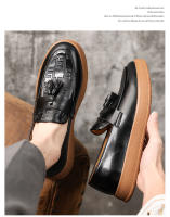 Zapatos casuales para hombres tendencia que aumenta los zapatos de cuero de cabeza redonda mocasines transpirables británicos - details 9