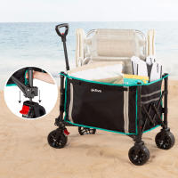 Aktive - carro playa plegable, carro transporte con ruedas grandes 360°, carro jardín compacto, estructura acero, tejido poliéster, 70x45x95 cm, carga 60 kg, bolsillo interior, bandas reflectantes, carro carga plegable - details 5