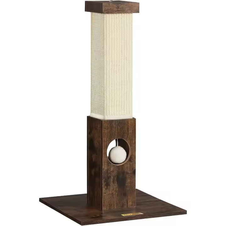 FEANDREA Poste de Rascado para Gatos, 73 cm, Rascador de Sisal, Marrón Rústico - 1
