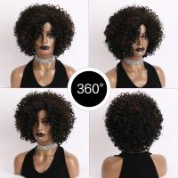 Pelucas sintéticas cortas y rizadas de moda, negras, con flequillo, cabello afro rizado, natural, de 12 pulgadas, para mujer, estilo bob. - details 15