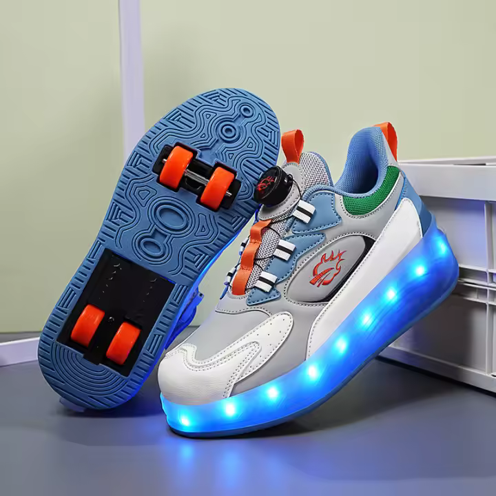 Zapatos De Patinaje Para Niños Y Niñas Con Rodillos Lanterneros Transpirables Tallas Ajustables Para Interior Y Exterior - 1