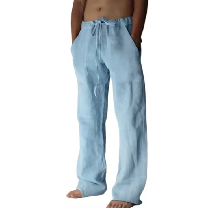 Pantalones Informales de Lino y Algodón para Hombre Pantalones Cortos Transpirables para el Otoño y el Verano - 1