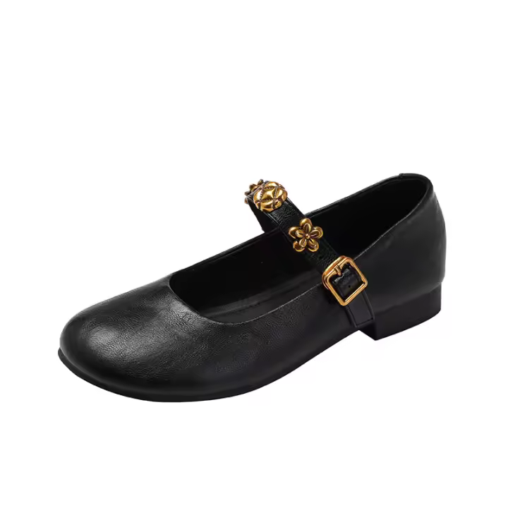 Francés de suela plana solo zapatos de las mujeres 2025 nuevos modelos con faldas, versátiles zapatos pequeños de cuero, zapatos Mary Jane de mujer, zapatos de noche. - 1