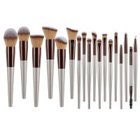 Juego de 18 Pinceles de Maquillaje Bolsa Portátil de Oro Champán con Pinceles de Sombras de Ojos y Cabello Suave - details 13