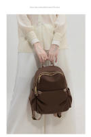 Bolso trasero para mujer, mochila antirrobo, bolsos estéticos de tendencia informal para mujer, bolsa de libros de lona resistente a la suciedad de Color café, resistente al desgaste - details 13