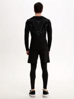 Men's Sports 3pcs Set, Long Sleeve Compression T-shirt + Active Shorts + Leggings Matching Set For Fitness - details 2