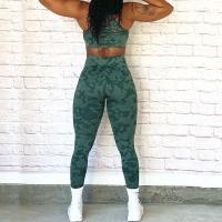 Conjunto de Yoga Camo sin Costuras para Mujeres Monos de Gimnasio Romper Leggings de Manga Corta - details 1