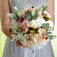 Ramo de novia para dama de honor, rosa de peonía Artificial, ramo de novia - details 2