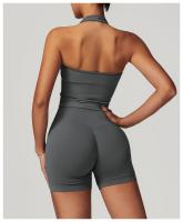 Sujetador deportivo con cuello colgante, ropa interior deportiva sin costuras, sujetador con espalda abierta, Top de Yoga para Fitness, soporte para mujer, Top corto de entrenamiento para gimnasio - details 13