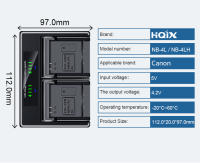 HQIX-batería para cámara Canon IXUS 100, 120, 220, 255, 40, 55, 65, 75, i5, i7, 110, 130, 117, 230, 115, SD960, SD780, TX1, NB-4L, 4LH, cargador Dual - details 5