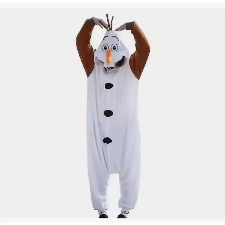 Pijama de franela Olaf de muñeco de nieve, mono blanco para adultos y niños, ropa de dormir, vestido de fiesta - 1