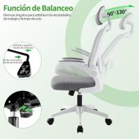 Oficina Ergonómica, Silla Gaming, con Reposacabezas Ajustable, Soporte Lumbar y Apoyabrazos Plegables, Asiento Cómodo para Juegos, Capacidad Máxima de 120 kg - details 8