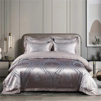 Juego de Ropa de Cama con Bordado de Jacquard Dorado Svetanya Funda de Edredón y Funda de Almohada para Cama Reina y Rey con Tela Elástica - details 8