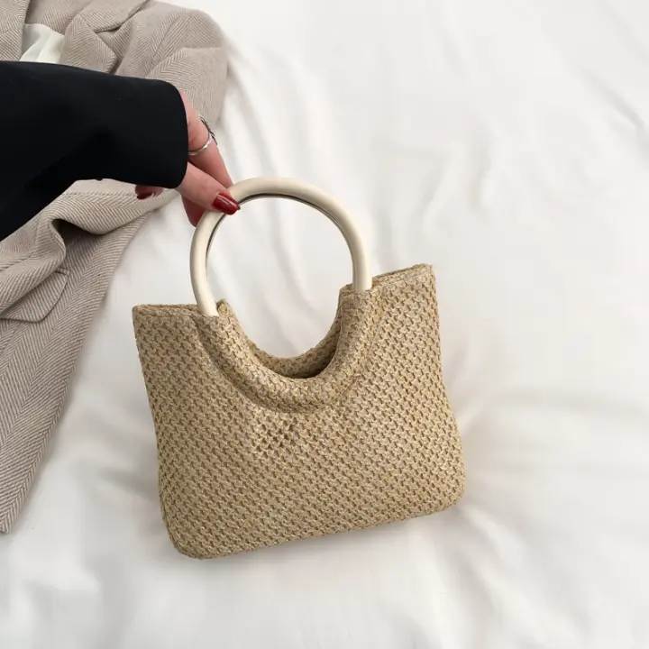 Bolso de Paja Tejido a Mano de Gran Capacidad Bolso de Moda de Primavera 2023 para Mujeres - 1