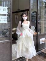 Vestido de princesa de playa, nuevo diseño ligero de verano para mujer, primer amor de estilo francés, suave vestido blanco a la luz de la luna - details 3