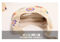 Bolso de algodón tejido con flores coloridas de estilo étnico, bolso de paja casual, bolso de playa para vacaciones, bolso de hombro de estilo perezoso - details 2