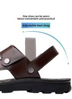 Sandalias de cuero suave de verano para hombre, sandalias antideslizantes informales con punta abierta para exteriores, sandalias deportivas cómodas para playa - details 2