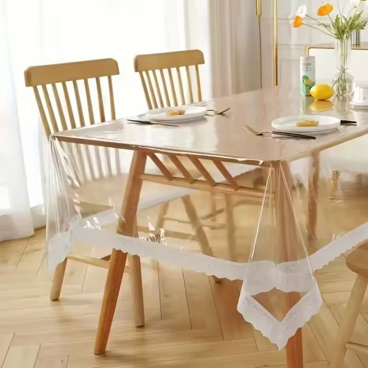 Mantel, plástico transparente fino, mantel de limpieza a prueba de aceite para mesas de comedor, fiestas, camping (sin olor) - 1