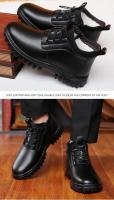 Botas de goma con suela para hombre, zapatos de nieve negros Martin para trabajo, botas de piel hasta el tobillo, botas de moda impermeables para invierno para hombre - details 14
