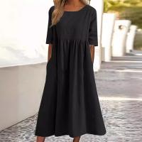 Vestido de verano de manga corta para mujer, vestidos holgados con cuello redondo - details 3