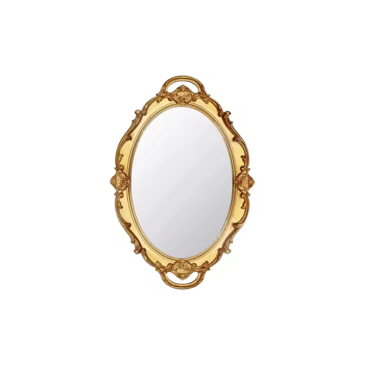 Espejo de pared decorativo ovalado Retro, colgante dorado, 39x24,5 cm - 1