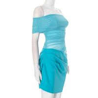 Vestido corto con volantes, entallado, con escote en V, estilo sexy, con fajín de red y patchwork, nuevo estilo de verano 2025 para mujer - details 16