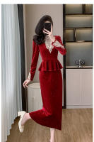 Vestido de noche de terciopelo ligero de lujo para mujer, estilo francés, para otoño e invierno, nuevo vestido de noche de alta gama con temperamento y corte ajustado, de un solo paso - details 16