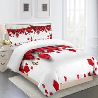 Juego de Ropa de Cama de Boda de San Valentín 3D con Flores y Corazón de Rosa Súper Lujoso Funda de Edredón y 2/3 Piezas a Tamaño Queen y Twin Personalizable - details 9