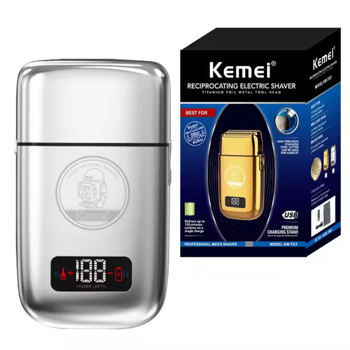 Kemei TX3 metal adjustable 5 speeds electric shaver for men hair & beard electric razor head shaving machine barber rechargeable - 1