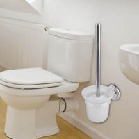 Cepillo De Inodoro Montado En La Pared Con Soporte Cepillo De Limpieza Acero Inoxidable Mango Largo Accesorios De Baño - details 2