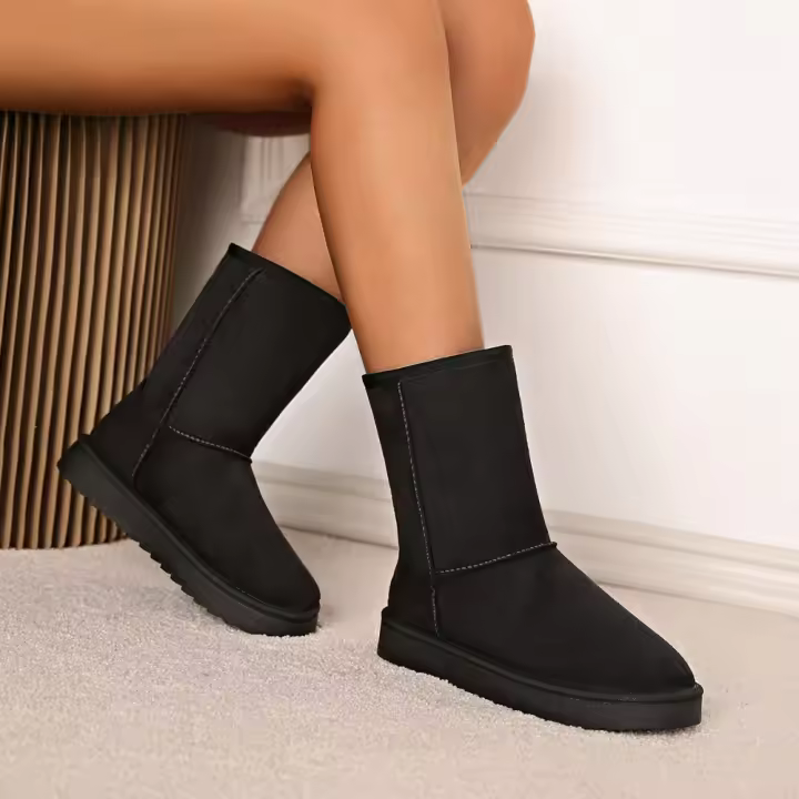 Botas de nieve antideslizantes para mujer, botines planos de suela gruesa, estilo retro elegante, a la moda, aptos para el día a día casual, invierno, 2025 - 1