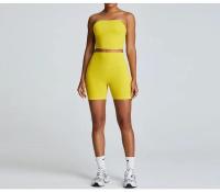 Conjunto de Yoga de Cintura Alta Ropa Deportiva de Nylon Antichoque para Mujeres Sin Mangas - details 9