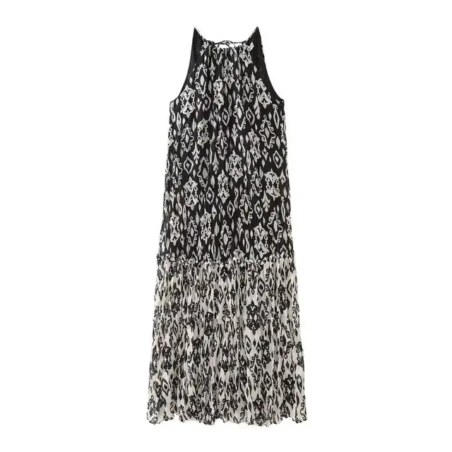 Vestido de moda de verano 2024, adecuado para mujeres de estilo retro, con estampado de tirantes - 1