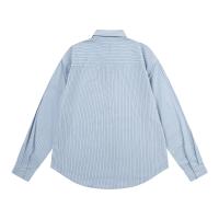 AMI High Version Camisa clásica a rayas con bordado de corazón pequeño para hombre, camisa informal multiusos para parejas - details 1