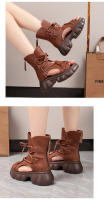 Botas retro de cuero de vaca para mujer 2025 verano Sandalias romanas con suela gruesa y con agujeros - details 11