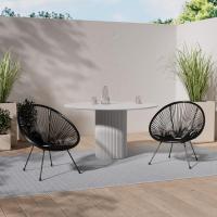 Conjunto de 2 Sillas Jardín Exterior Estilo Acapulco, Conjunto Sillas Terraza de Acero, Resistente a Intemperie, Hilos de Polietileno y Topes en Patas, Hasta 120kg, Interior/Exterior - negro - details 1