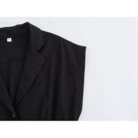 - Vestido camisero sin mangas con cinturón, mezcla de lino, estilo europeo y americano para mujer - details 4