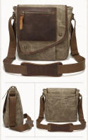 Bolso cruzado de viaje antirrobo para hombre y mujer, bandolera de cuero de estilo Vintage, de lona encerada, impermeable - details 13