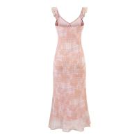 Vestido de Gasa de Verano Retro Francés Cuello en V, Manga Volante, Borde de Falda Larga y Versátil - details 2