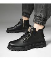 con botas de cuero de estilo retro, suelas gruesas, zapatos casuales de caña alta para hombre resistentes al desgaste, cremalleras laterales - details 17