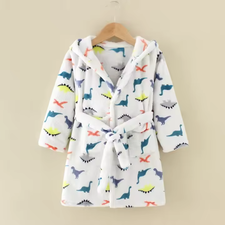 Albornoz con capucha de manga larga para niños, albornoz con estampado de dibujos animados, pijama para niños y niñas, invierno y otoño, ropa de casa para niños, pijama con albornoz, franela de dibujos animados, con capucha - 1