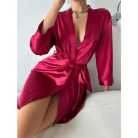 Pijamas de verano para mujer, estilo europeo y americano, delantal de gasa, albornoz sexy, vestido tejido a mano de seda helada. - details 18